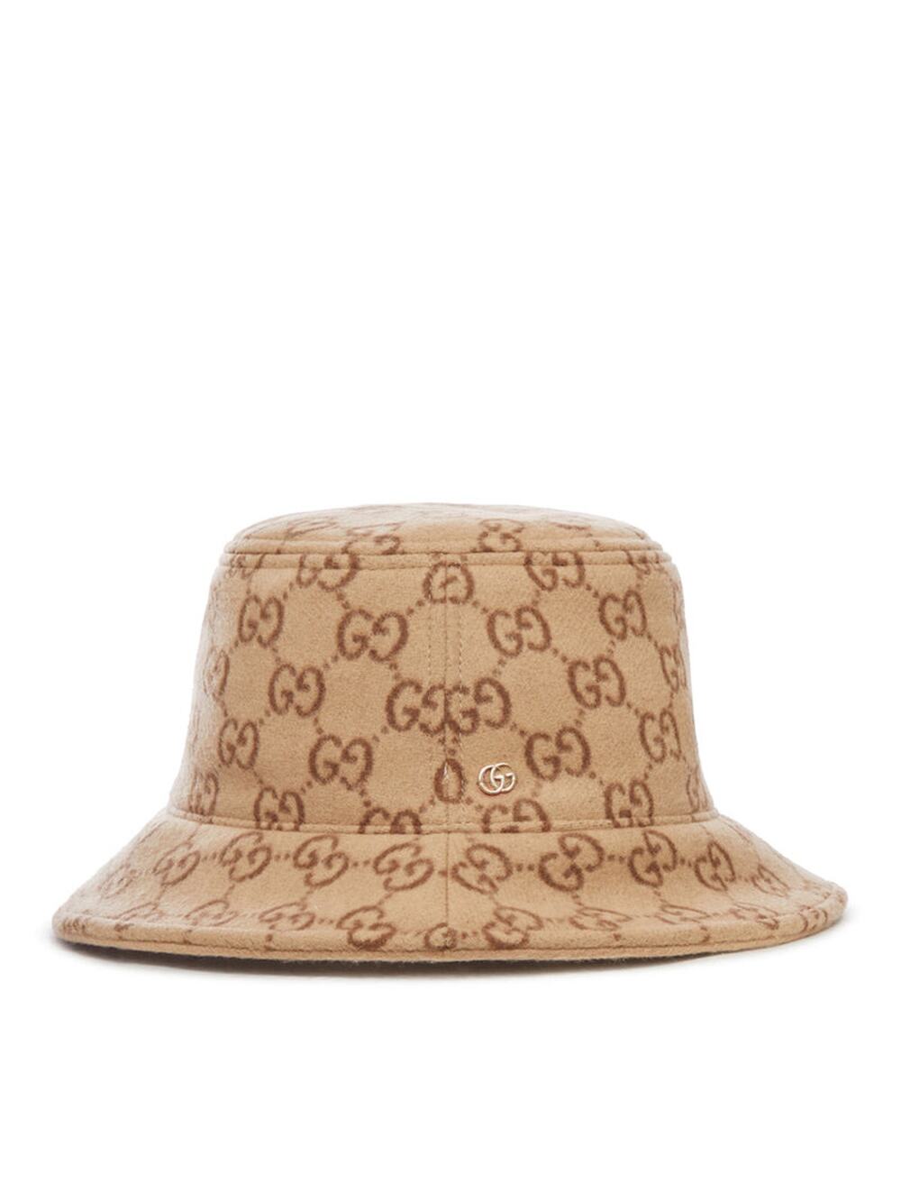 Gucci GG Wool Bucket Hat Beige Brown Double G Logo Size Small S $795